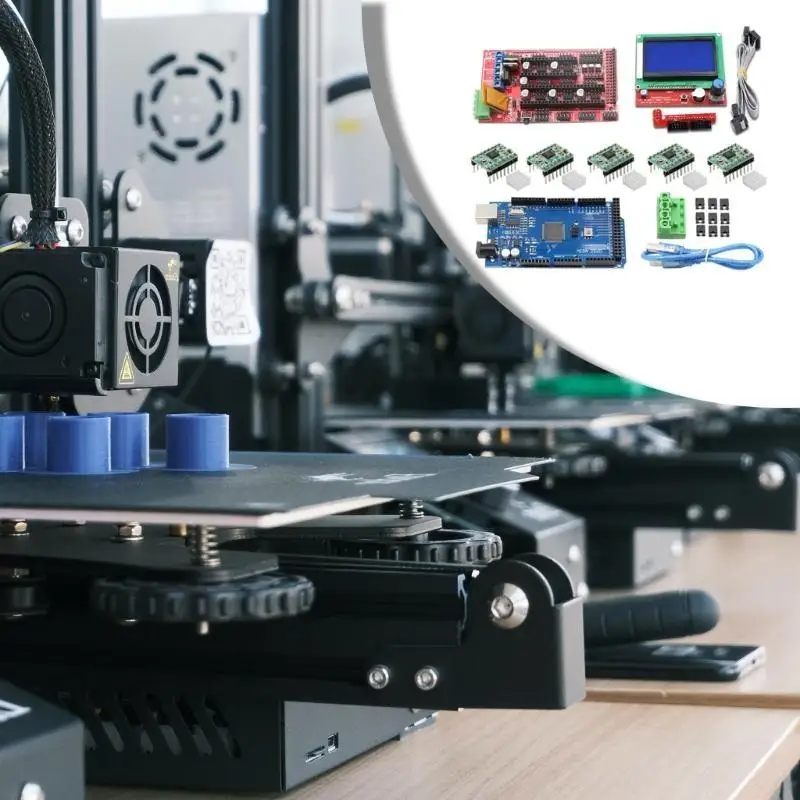 652F Printer Control Board Mega2560R3 Ramps 1.4 Controller 12864 LCD Panel and 5PCS A4988 Stepper Driver Heatsinks Set