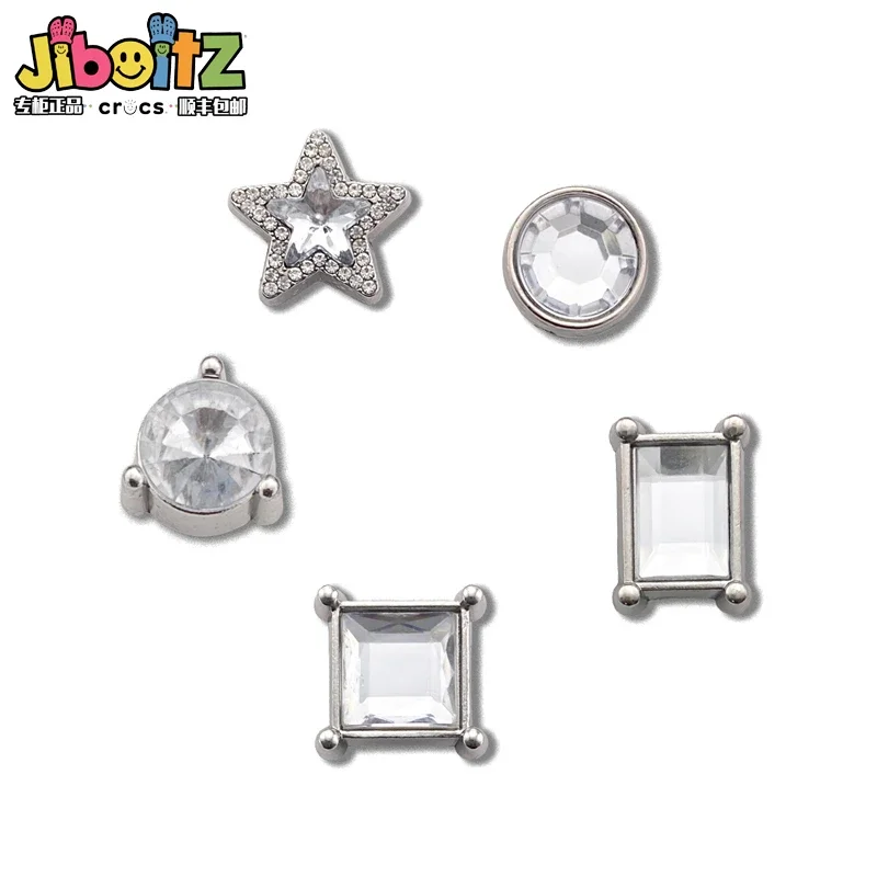 White Diamond Shiny Metal Sheo Charms for Sandals Clogs Y2k Fashion Cartoon Pearl Diamond Shoe Decoration Kids Gifts