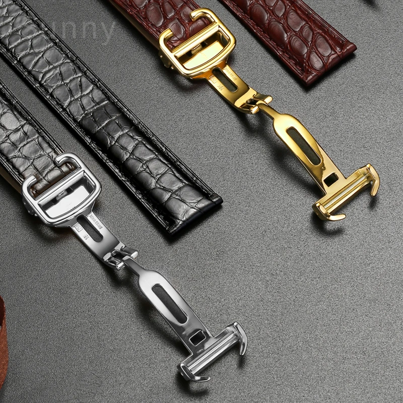 Genuine Leather Watch Strap for Cartier Tank Blue Balloon London Comfortable Crocodile Leather Men Watchband Accessories 20 22mm