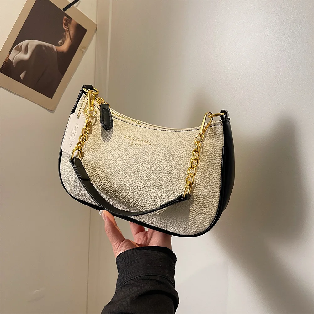 حقيبة كتف للنساء من جلد البولي يوريثان، حقيبة كروس بسحاب للإغلاق تحت الإبط، حقيبة يد بحزام قابل للتعديل للسفر في العمل #4