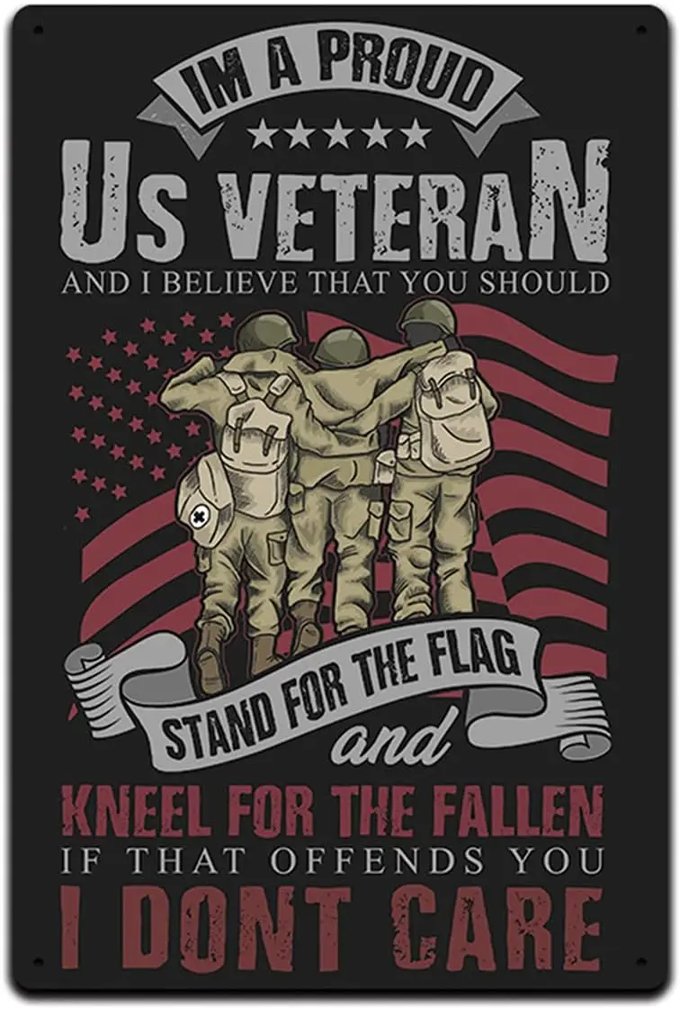 JP's Parcels Tin Signs Man Cave Decor - Metal Sign 12 x 8 in. I'm A Proud U.S. Veteran and I Believe That You Should Sta sign