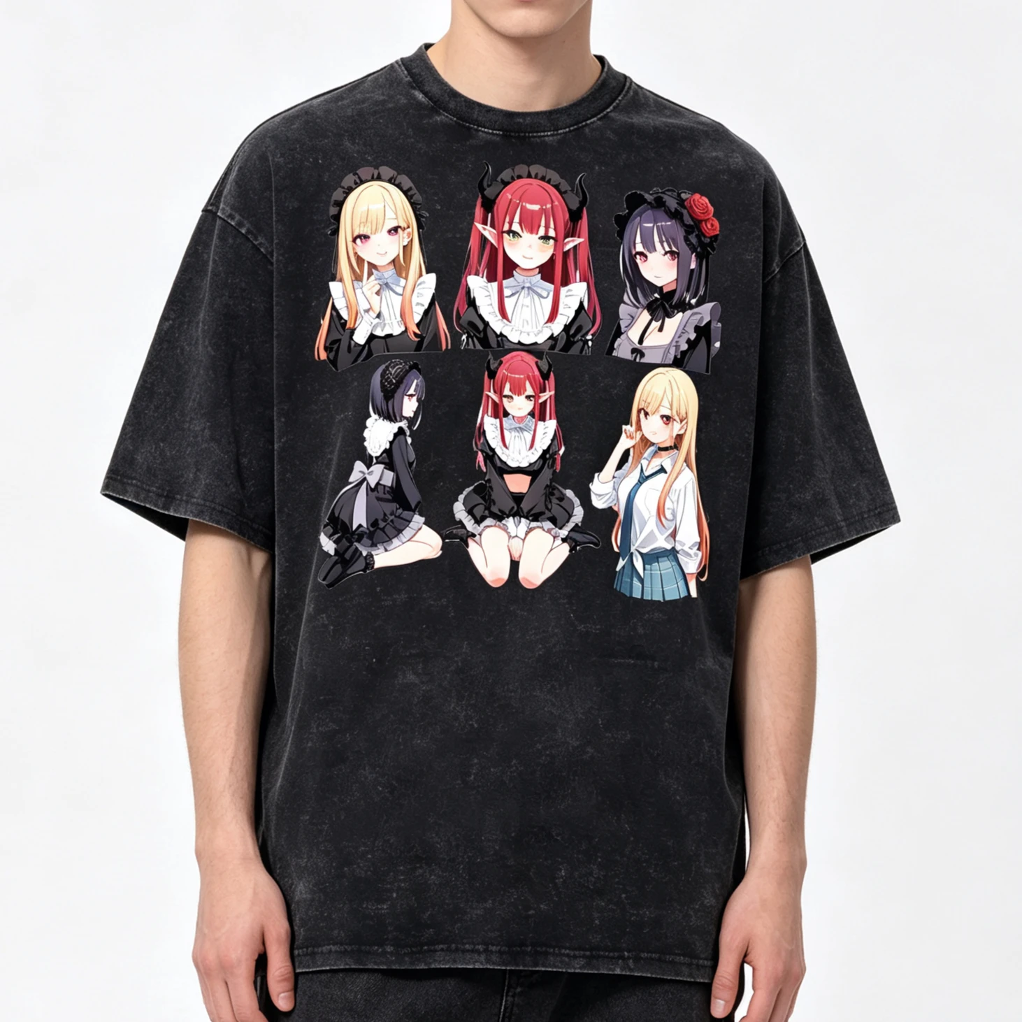 Camiseta Lavada Kitagawa Marin Anime My Dress-Up Darling, Venda Quente de Verão 2026, Camiseta Y2K Masculina e Feminina, Estilo Gótico, Harajuku, Hip 