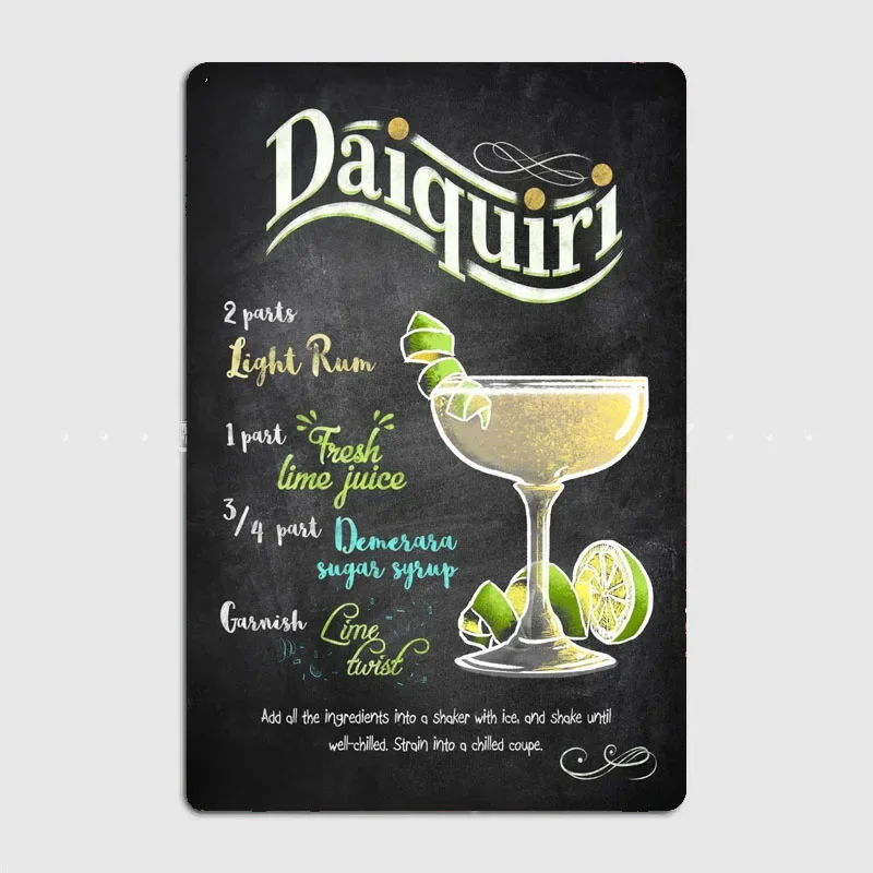 

Настраиваемый кухонный постер Daiquiri для еды, металлический налет для украшения стен в фоторесторане