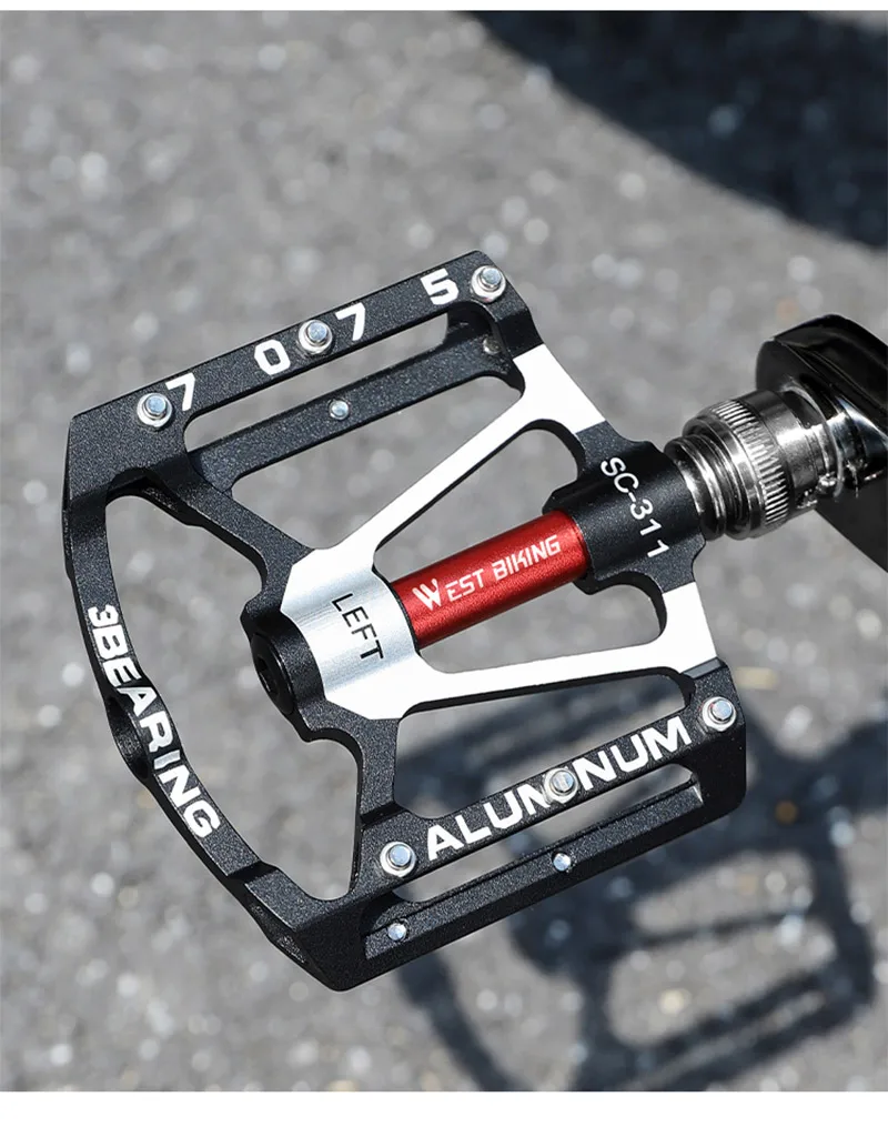 WEST BIKING Fahrrad-Schnellspannpedale mit 3 Lagern, verbreiterte 3-Lager-MTB-Rennradpedale, rutschfeste Aluminiumlegierung, Fahrradteile – Detail 18