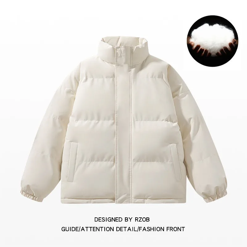 

Хлопковая куртка американского модного бренда, зимняя толстая хлебная куртка, однотонная молния, свободный дизайн, персонализированная куртка