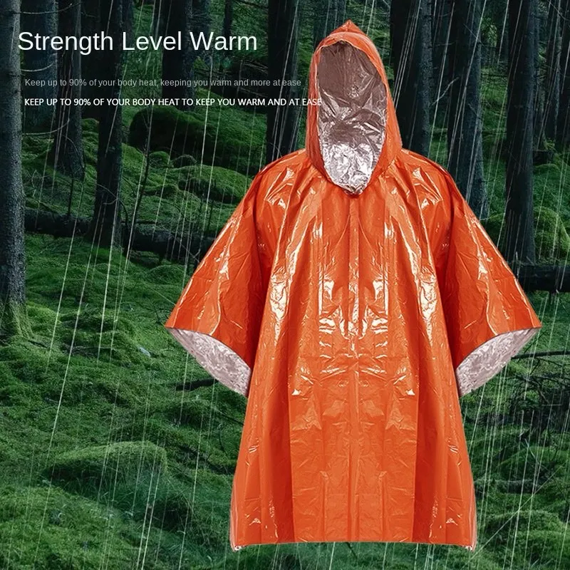 Outdoor Hooded Rain Poncho for Adult with Pocket, Waterproof Lightweight Unisex Raincoat Jacket for Hiking Camping Emergency