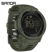 Marca SANDA, relojes para hombre, podómetro deportivo, calorías, 50M, reloj Digital LED resistente al agua, reloj de pulsera militar, reloj Masculino 2145