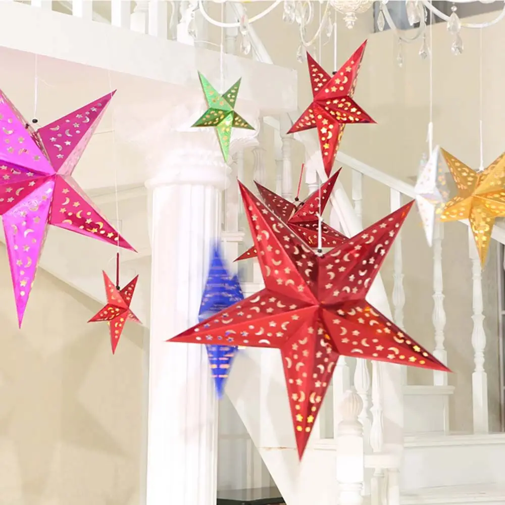 

Multi Colors 3D DIY Lamp Covers Paper Lantern Pendant Ornaments Christmas Decoration Stars Lampshade Hanging Lights Decoration