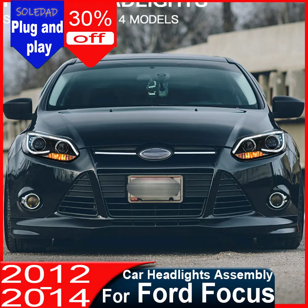 Car headlights for Ford Focus LED Headlight 2012 2013 2014 Head Lamp Drl Projector Lens Automotive Accessories