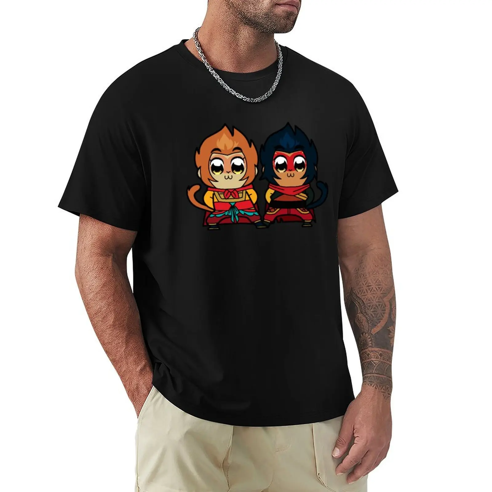 

Pop Team SWK & Macaque T-Shirt valentines boutique clothes vintage graphic tee korean fashion Men's t-shirts