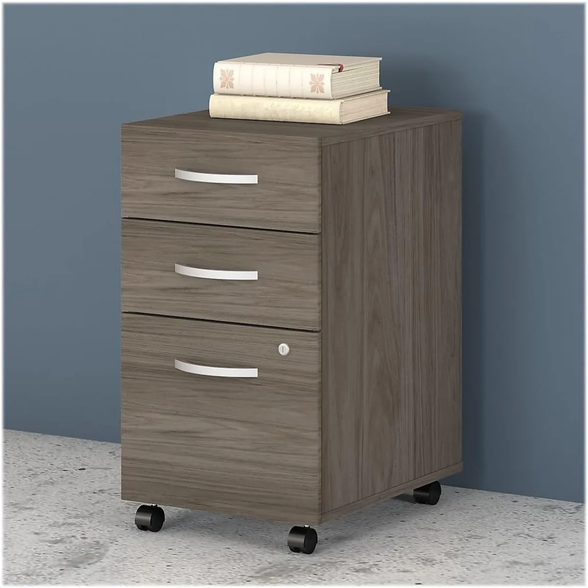 Studio C 3-Drawer Mobile Vertical File Cabinet, Letter/Legal Size, Lockable, Modern Hickory