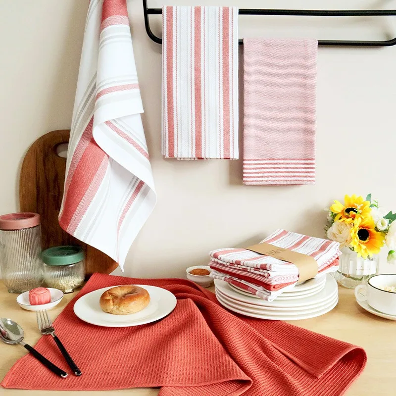 

4Pcs/set 45x65cm Cotton Woven Waffle Dinner Table Napkins Kitchen Tea Towels Absorbent Dish Cleaning Cloth