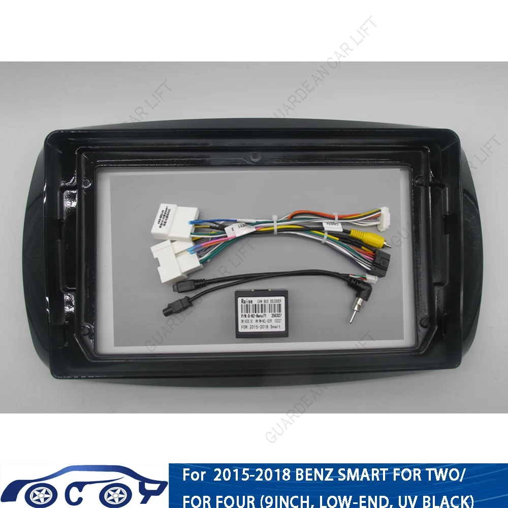 Marco de fascias de Radio de coche de 9 pulgadas para mercedes-benz Smart Fortwo Forfour C453 A453 W453 2015-2018 Cable de alimentación de Panel estéreo Canbus