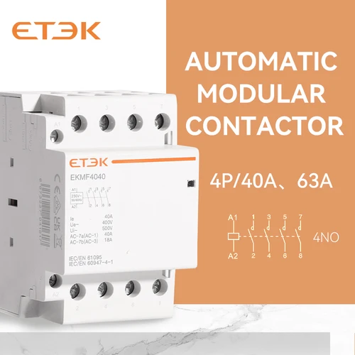 Imagen 2 del producto Contactor Modular Automático 4P 230V 380V Monofásico Trifásico 25A 40A 63A 4NO 4NO Din Rail EKMF