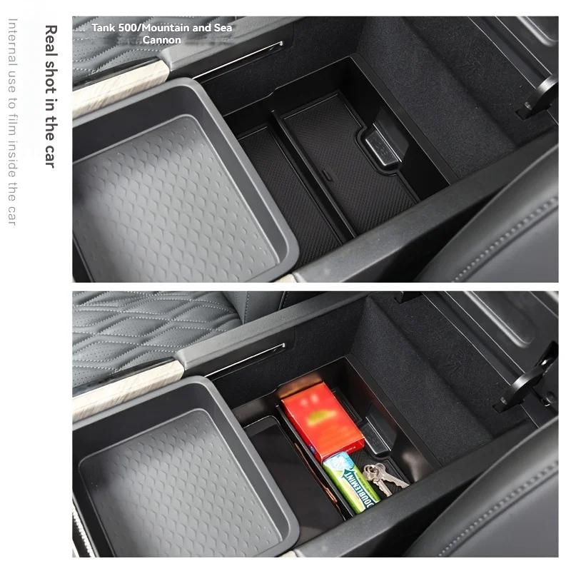 اكسسوارات السيارات الداخلية وحدة التحكم المركزية صينية مسند الذراع صندوق تخزين مقسم ABS علبة سيارة وظيفية سوداء لخزان الجدار العظيم 500