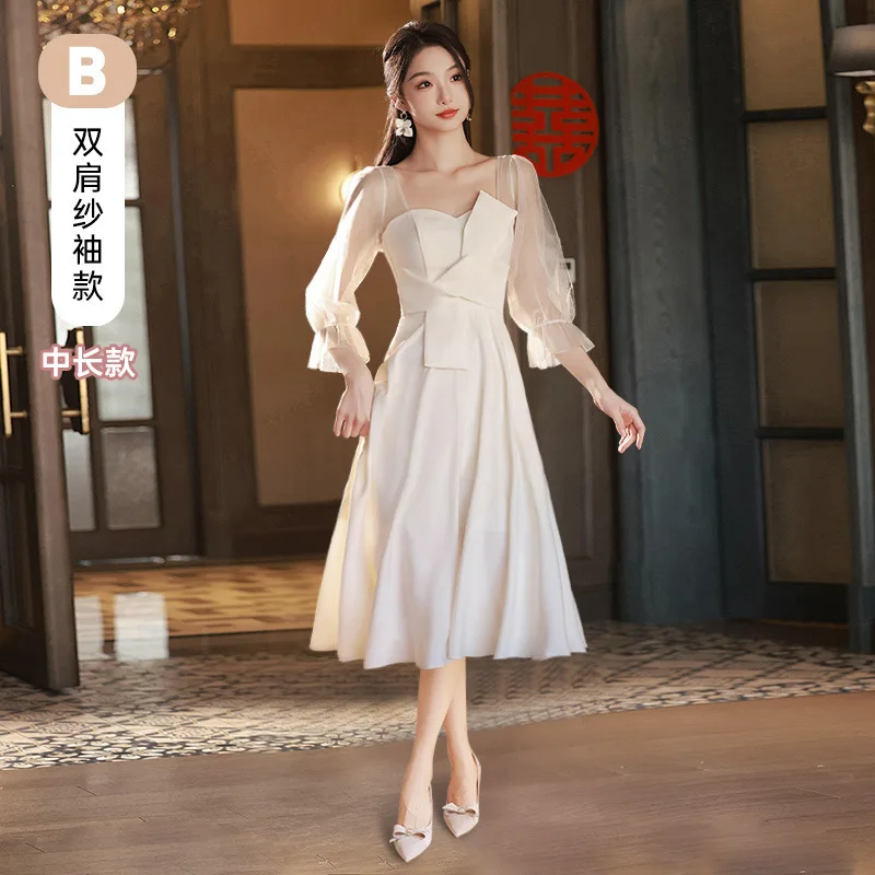 

D184Bridesmaid dress 2024 new champagne color can be worn at ordinary times by a small number of senior choir satin sisters