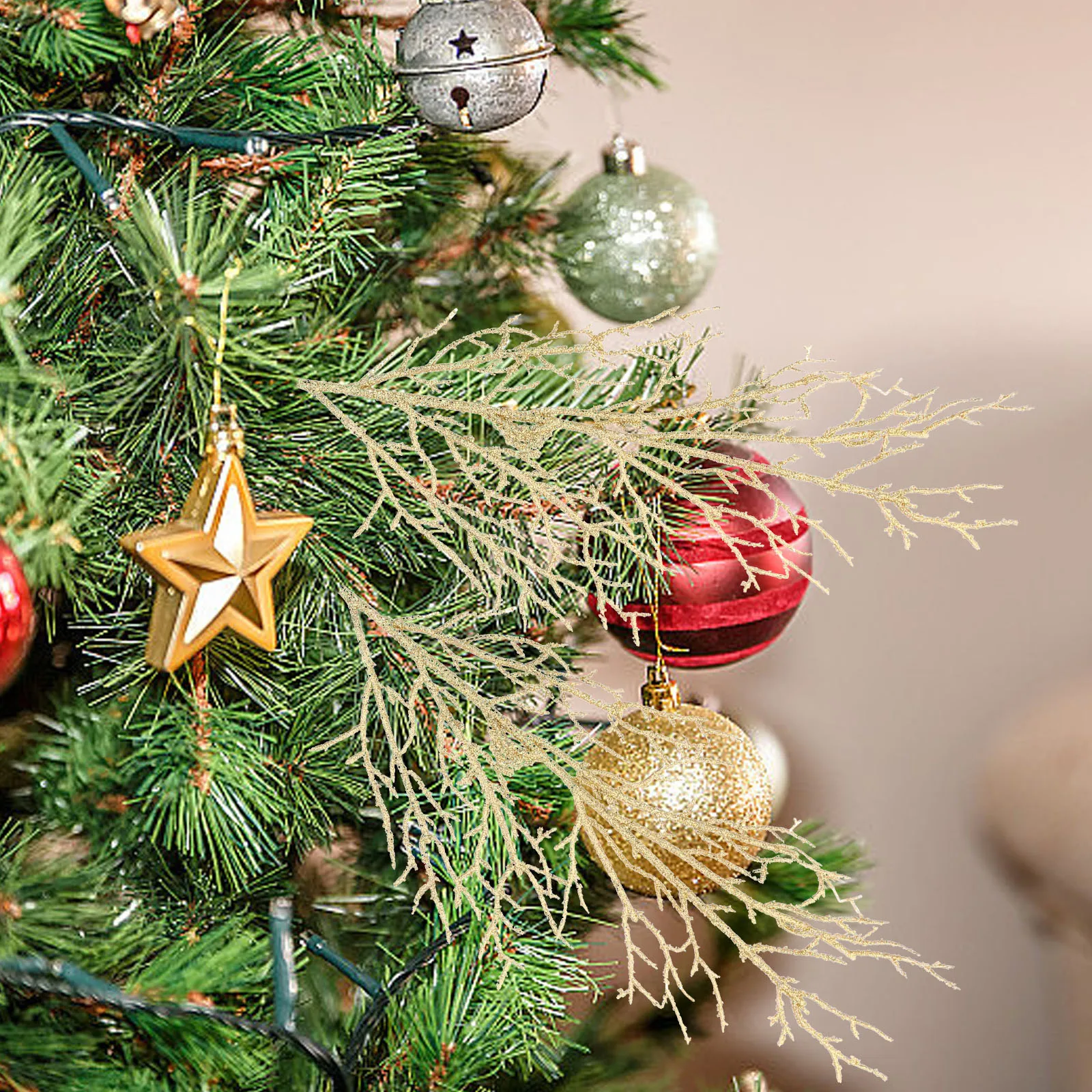 

10Pcs Artificial Leaves Xmas Glitter Decoration Party Festival Supplies Plastic Leaves Props Christmas Tree Ornament Supplies