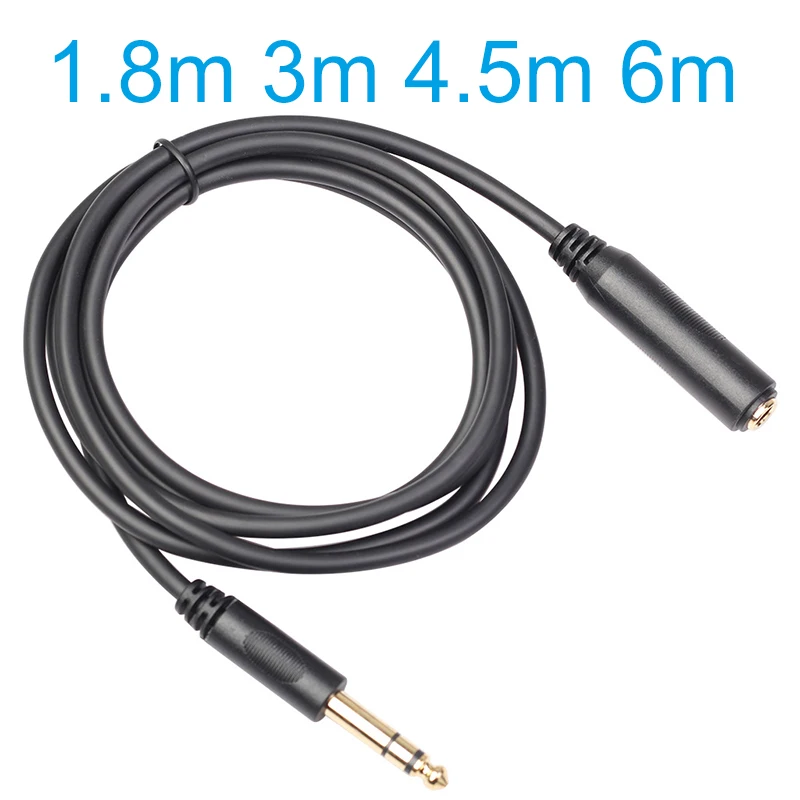 1.8M 3M 4.5M 6M Stereo 1/4 Inch TRS 6.35mm Male to Female Audio Extension Cable for Guitar Amplifier Monitors Headphone