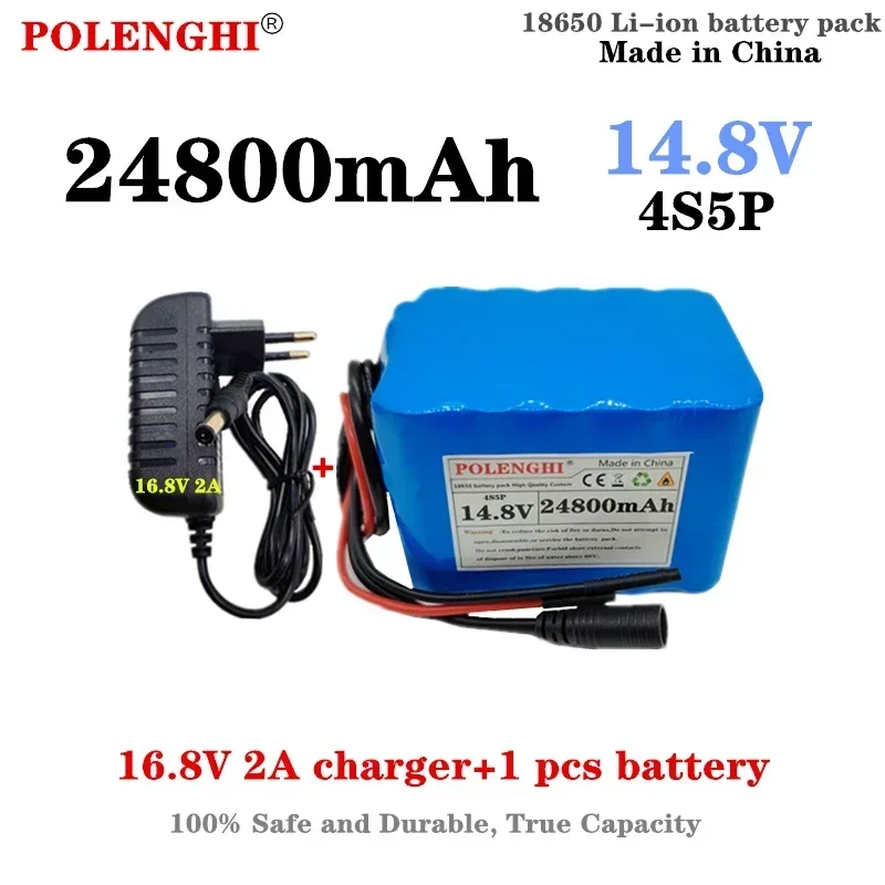 POLENGHI Durable True Capacity 4S5P 14.8V 16800-24800mAh 18650 Rechargeable Lithium ion Battery Pack 16.8V 2A Charger