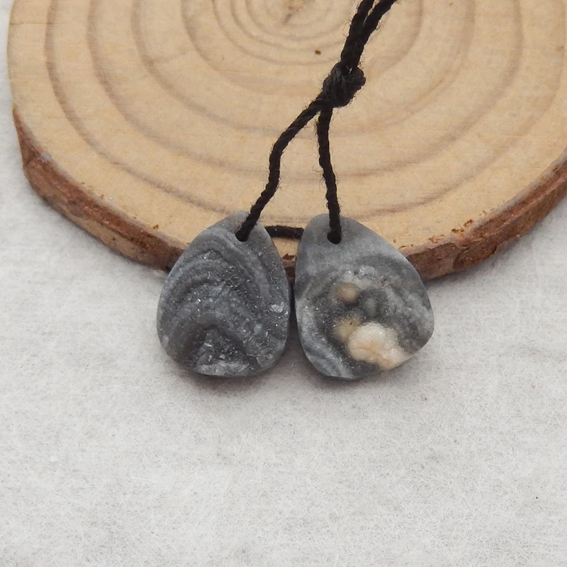 B & F-천연 브라질 마노 크리스탈 귀걸이 비즈, 수제 광택 천연석, 보석 제작 용품, 16x12x5mm, 2.4g