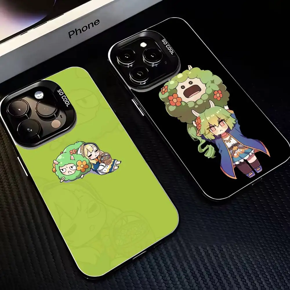 

Guardian Tales green hair Phone Case For iPhone 16,15,14,13,12,11,Mini,Pro,MAX Black Matte Shockproof Cover