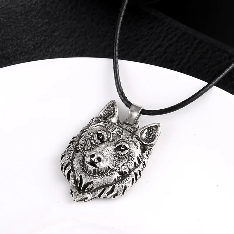 Vintage Fashion Mens Jewellery Tibetan Wolf Head Pendant Necklace for Men Amulet Animal Viking Men Gift Jewelry Collar Hombre