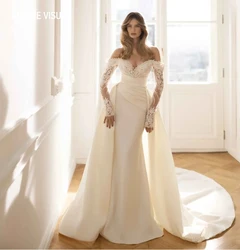 Newest Wedding Dress Mermaid 2 in 1 Satin For Bride Elegant Sweetheart With Beading Custom Made Plus Sizes Vestidos De Novias