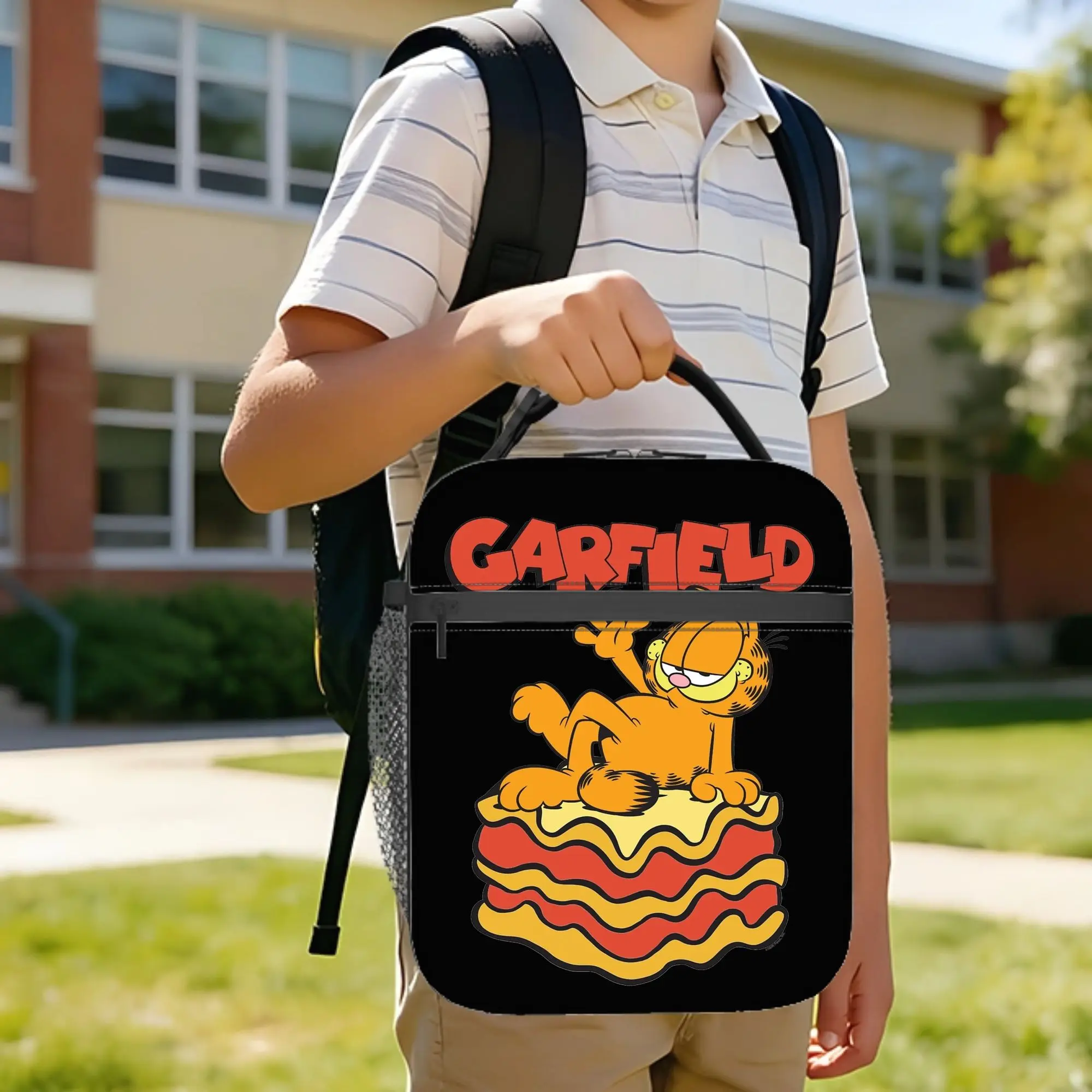 

Изолированная сумка-холодильник Garfielded Lasagna Slice, многоразовая сумка-холодильник, контейнер для обеда, вместительная сумка-ланчбокс для мужчин и женщин