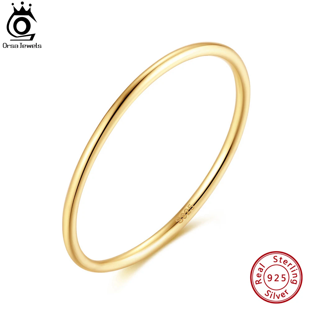 

ORSA JEWELS Fashion 14K Gold Minimalism Rings 925 Sterling Silver Women's Simple Stacking Band Rings Anniversary Jewelry APR25