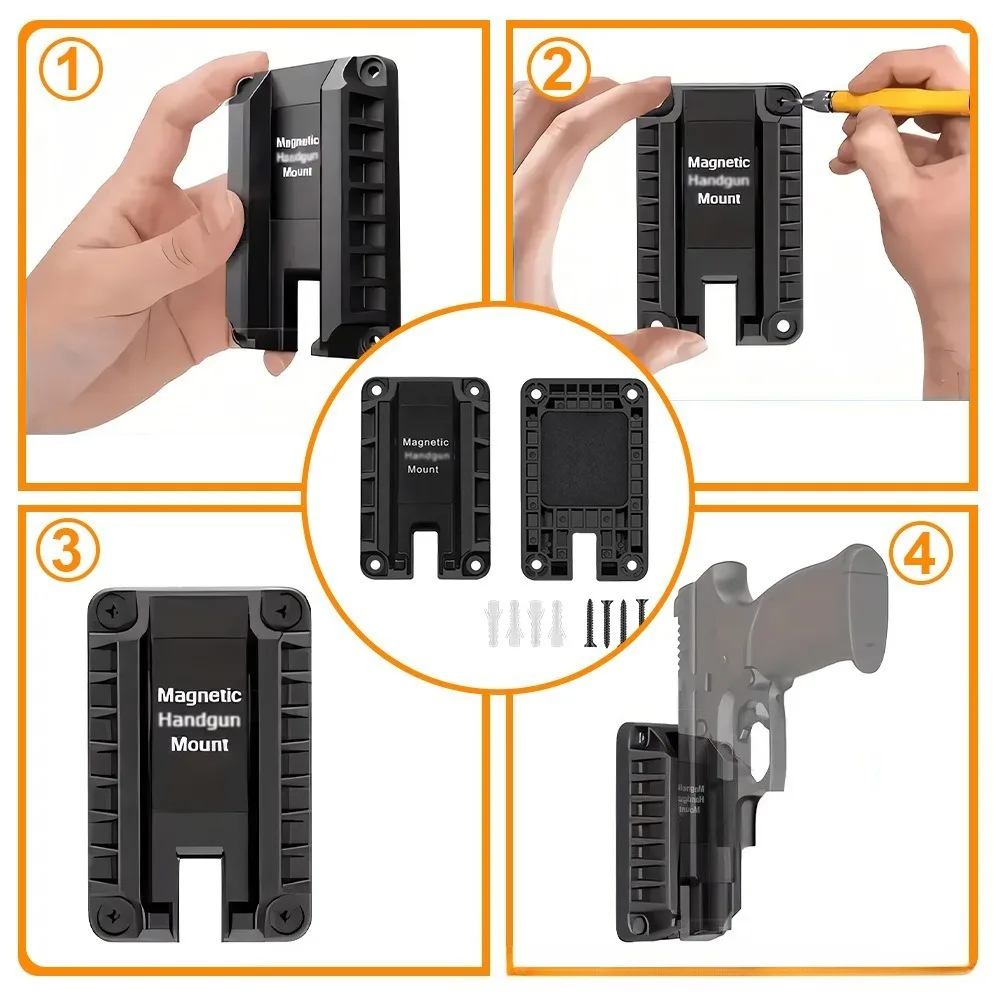 Taktische Magnetische Waffenhalterung Gummibeschichtete Buckler-Serie Auto Schreibtisch Wand Verdeckte Waffenhalterung für Handfeuerwaffen – Detail 8