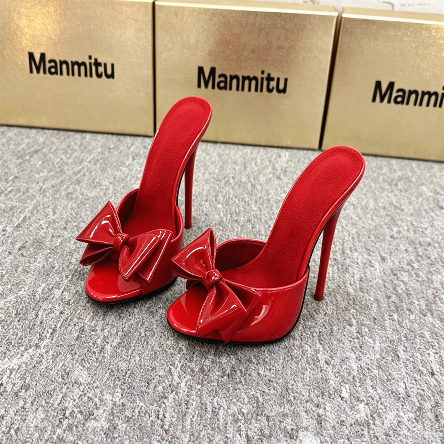 16/14cm High Heels Slides,Women Bowtie Summer Shoes,Night Club Party Slippers,Slip On,Size 36-46,Black,Red,Blue,Custom Colors