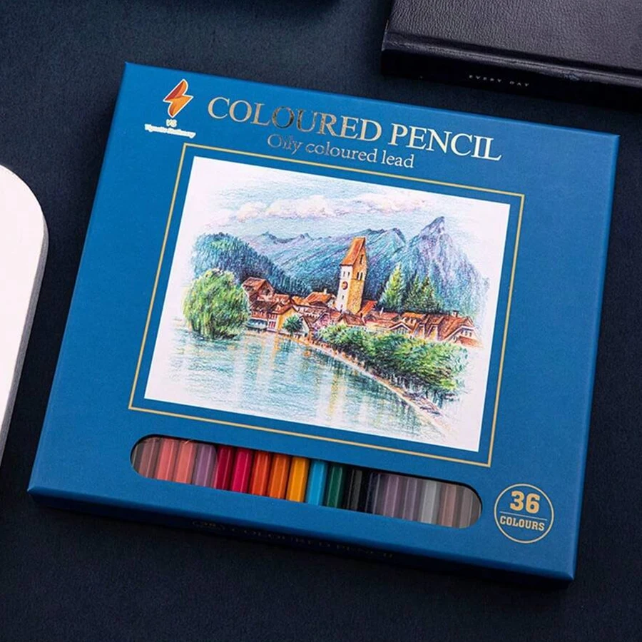 Vs/Vignettestationery 12/24/36/48 Colors Color Pencil DIY Set Includes: Wooden Color Pencil Sharpener Eraser School Office Supplies