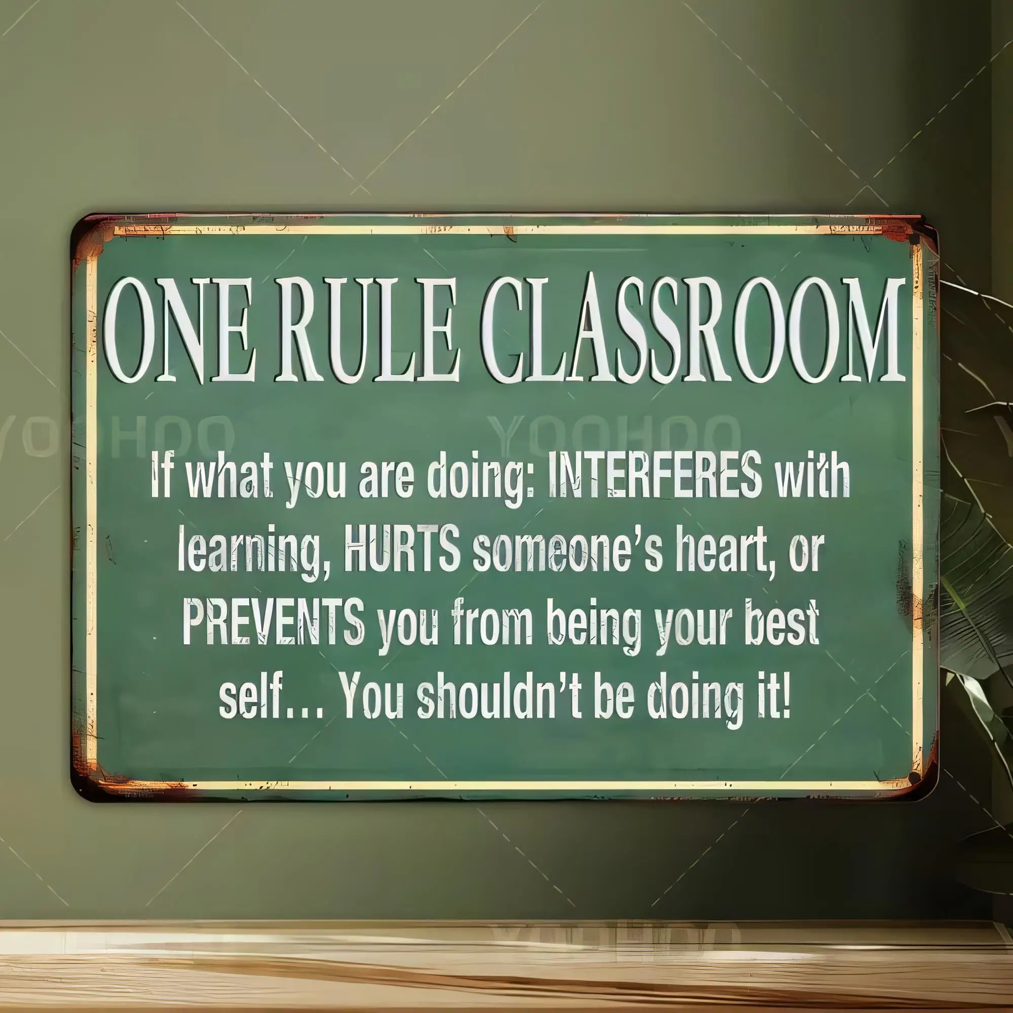 Tin Sign One Rule Classroom Funny Inspirational Quote Teacher Wall Decor Vintage Metal Plaque for Classroom Office Study Home Ba