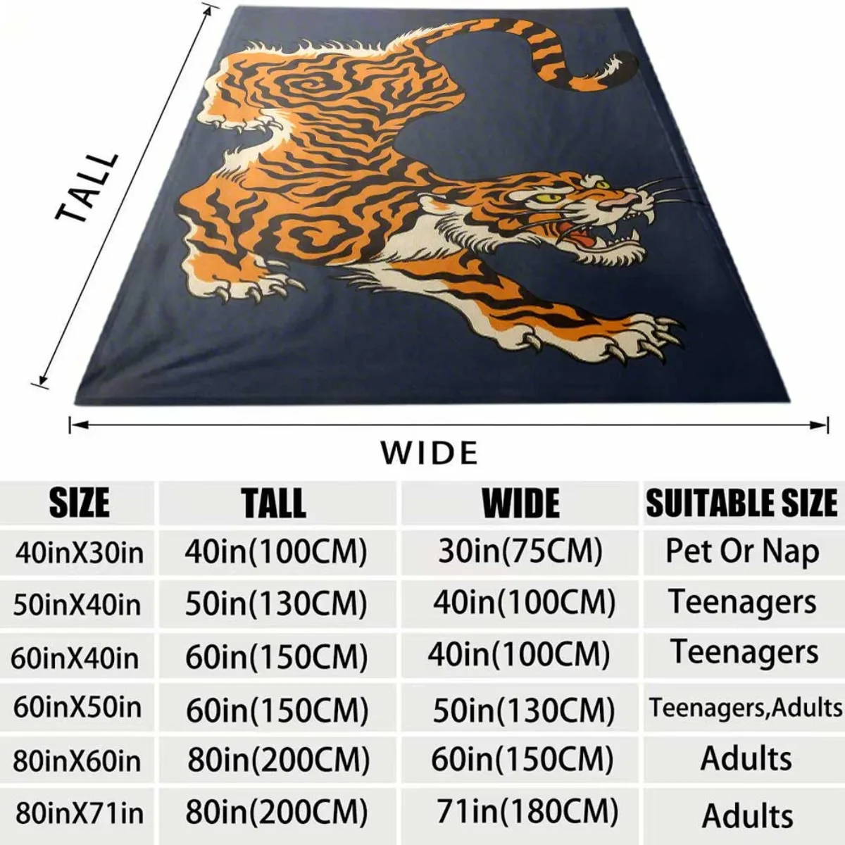 2026 New Arrival Flannel Blanket Cozy Tiger Print Flannel Blanket Soft, Lightweight, Warm, Perfect for Sofa, Bed, Travel, or Cam