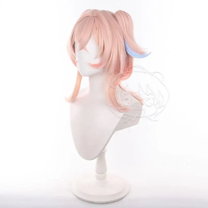 Anime Genshin Impact Linnea Damen Cosplay Perücken Kostüme Kopfbedeckung 50cm Lange Simulierte Kopfhaut Dicke Gemischte Voluminöse Lange Haarperücken – Detail 4