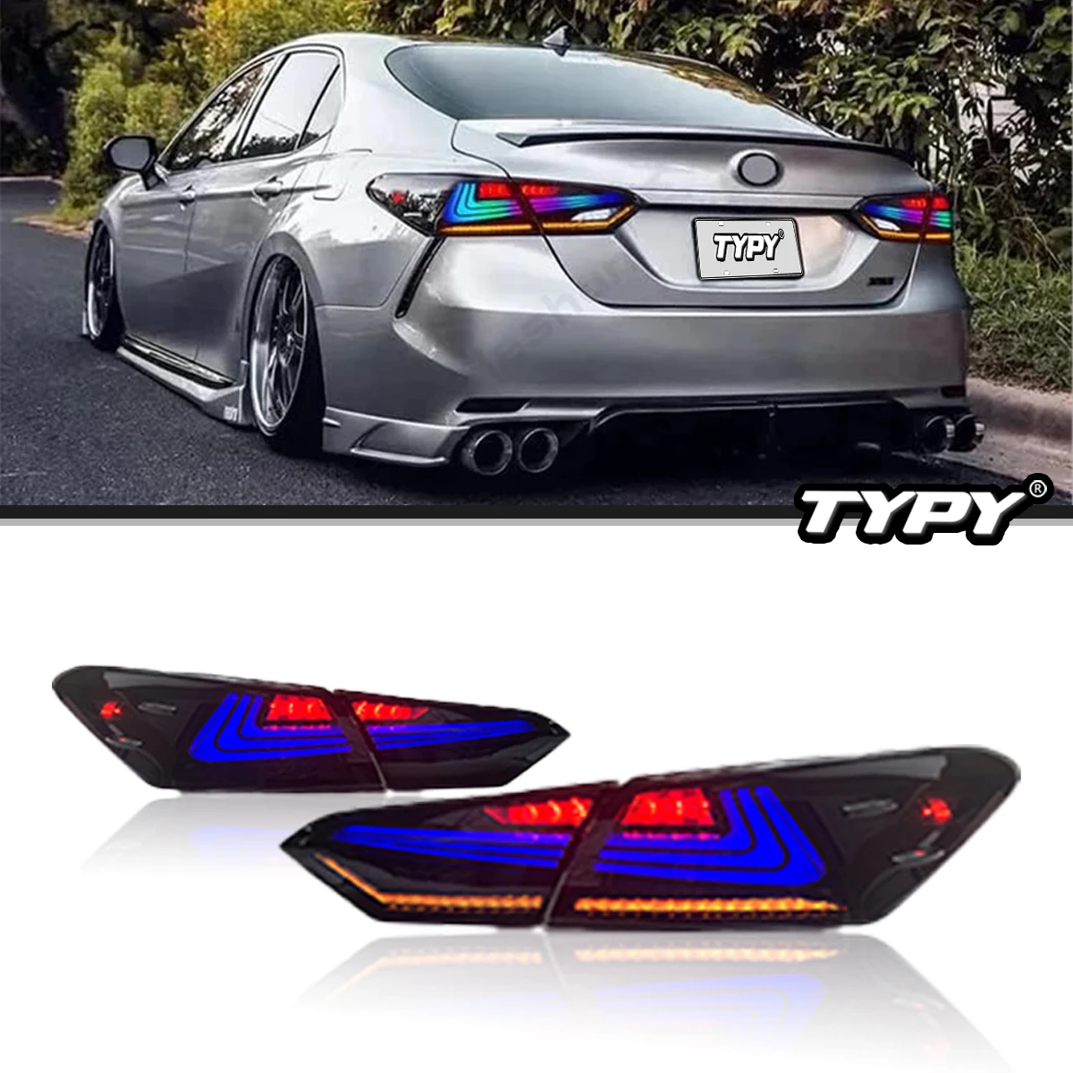 

Автомобильные задние фонари RGB TYPY для Toyota Camry 2018-2023, автомобильные задние фонари RGB, дневные ходовые огни, динамические Сигналы поворота