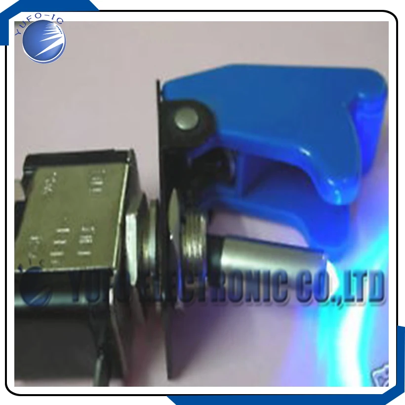 Free Shipping One Lot 2set,Race Car Illuminated Toggle Switch + Safety Cover blue