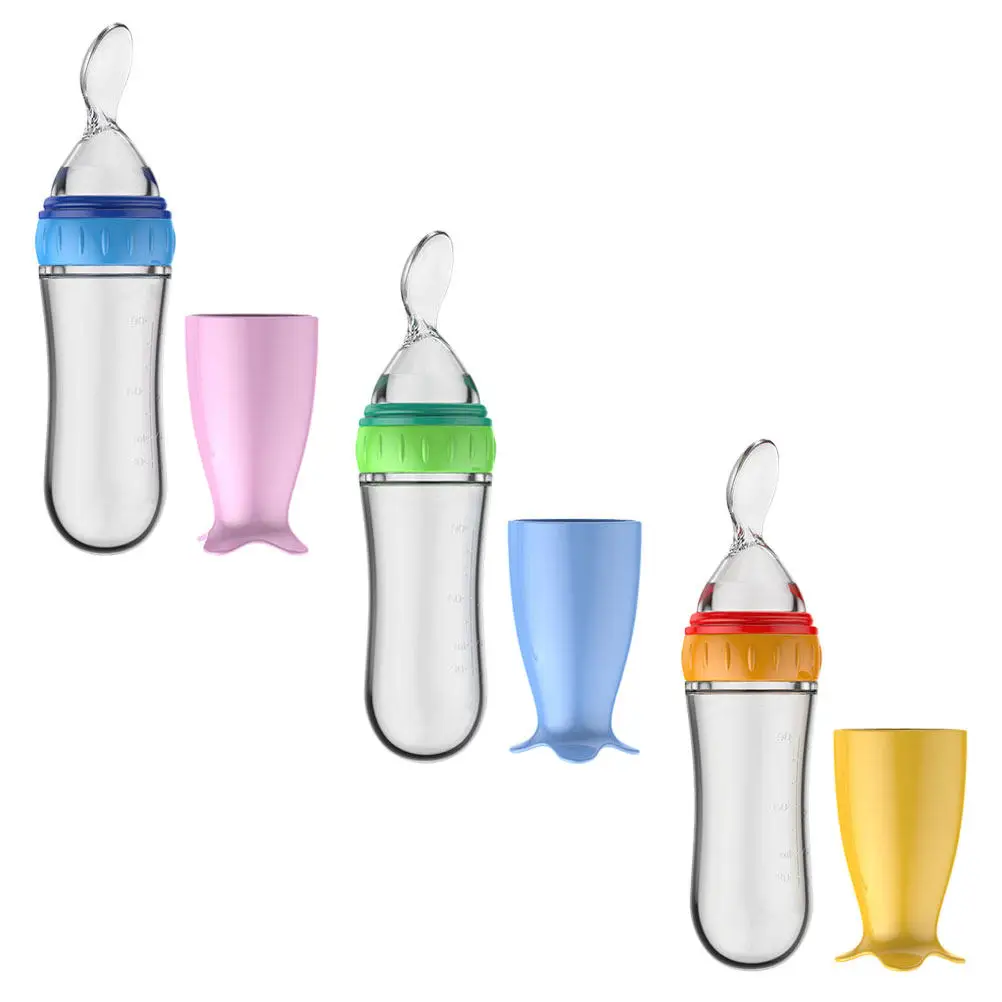 

3Pcs Rice Paste Spoon Bottle Baby Food Feeder for Infant Feeding Soft Silicone Squeeze Dispenser Portable Lightweight Nursing