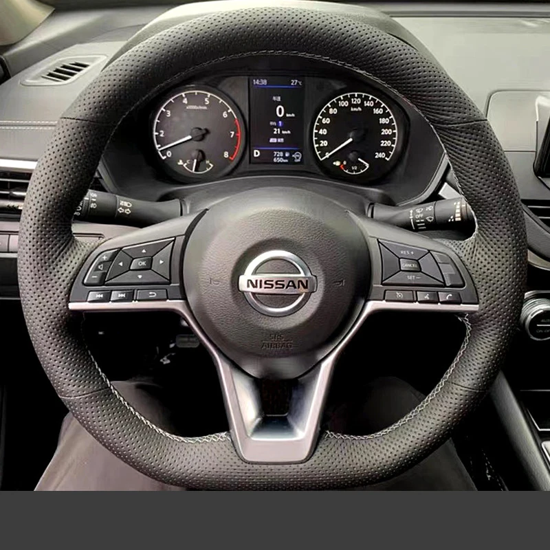 

Leather Interior Car Steering Wheel Cover for Nissan Sylphy‌ Qashqai X-trail 2020-2025 Kicks Juke 16-24 Teana Micra LEAF 2019