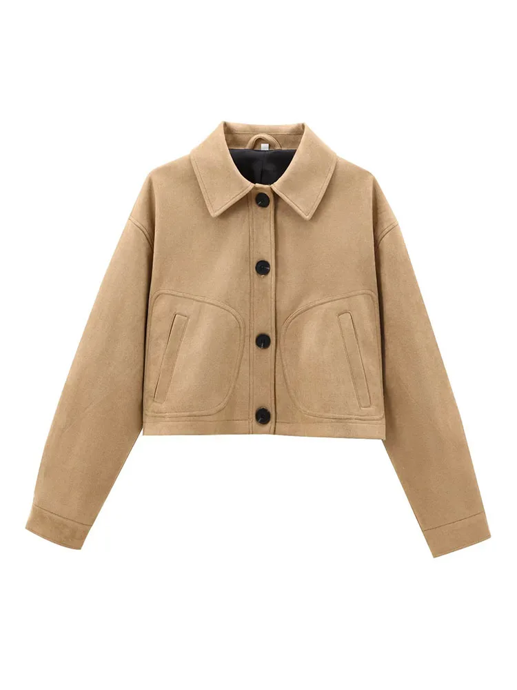 HH Vrouwen Herfst Mode Veelzijdige Suède Getextureerde Jassen Vrouwelijke Lange Mouwen Revers Single-breasted Met Zakken Causale Jassen