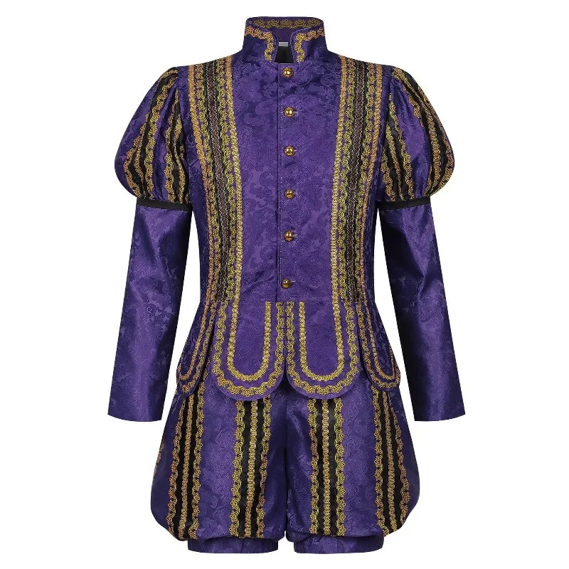 Adult Men's Medieval Tudor Elizabethan Men Costume Henry VIII Outfits Men's Tudor King Uniform Set Cosplay Top Pants Set