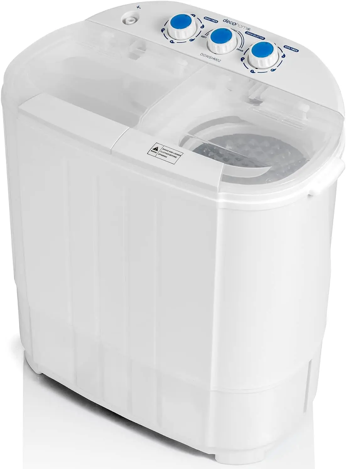 

Deco Home Compact Washing Machine with Twin Tub for Wash and Spin Dry, Portable, Built-in Gravity Drainage System