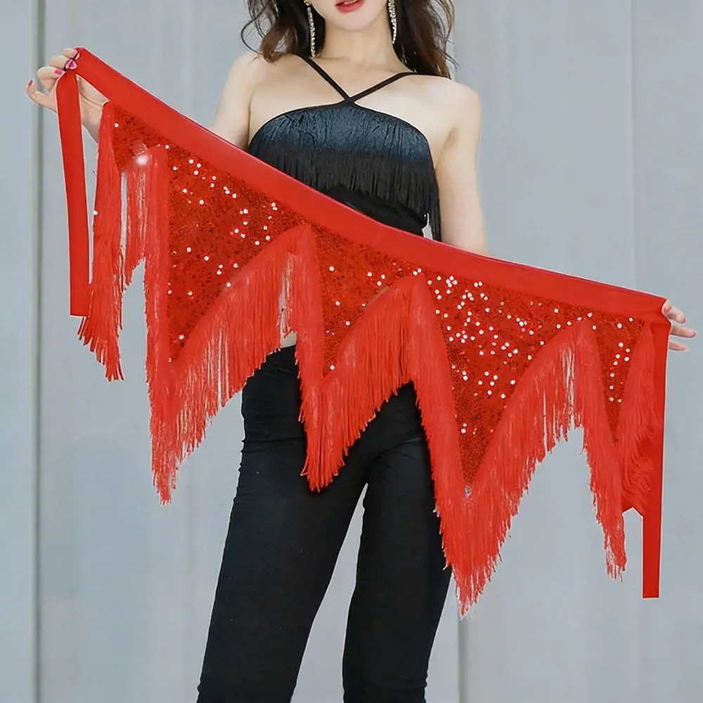 New Tassel Belly Dance Hip Scarf Sequins Adjustable Triangular Hip Scarf Women Belt Skirt Women