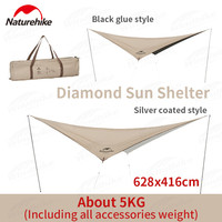 Naturehike Camping Sun Shelter 6x4m 3-4 Persons UPF50+ Outdoor Picnic Canopy Windproof 2.4m Tent Pole Rhombic Sunshade Cloth