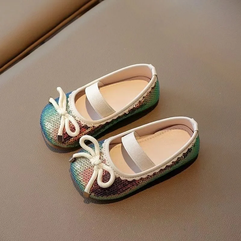 Petites chaussures simples à paillettes pour filles, chaussures de princesse à l'offre elles souples pour enfants, mode pour bébés, nouvelle marée, automne 2024