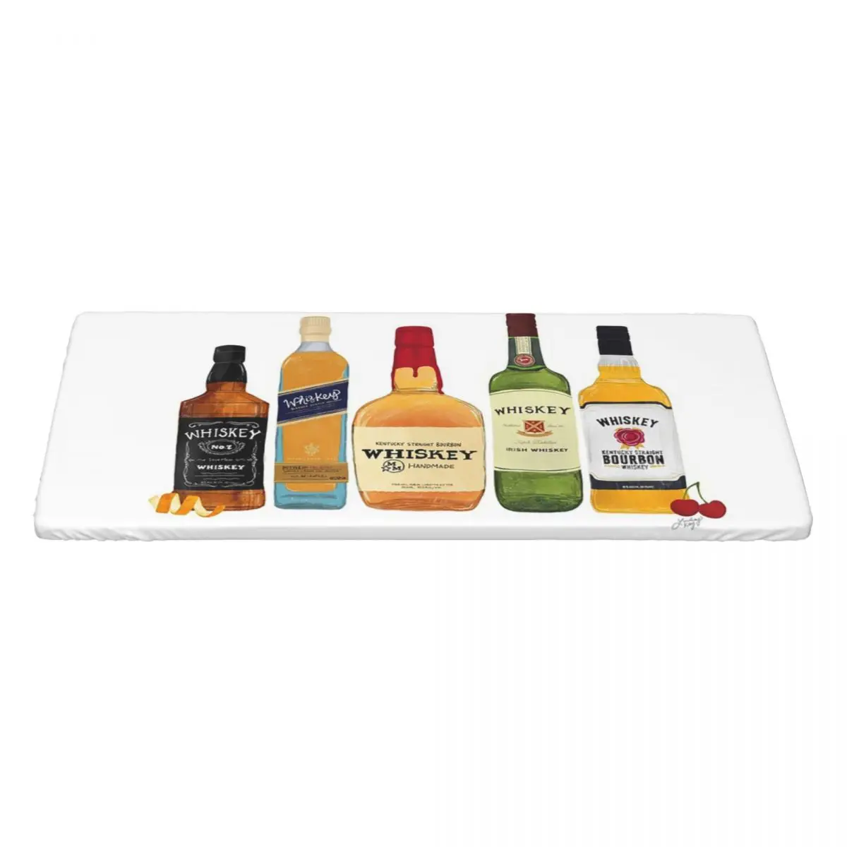 Whiskey Bottles Illustration Custom Rectangular Tablecloth Oilproof Table Cover for Festival Party Decorations Table Cloth