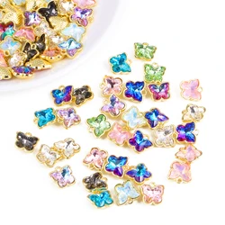 10Pcs/Lot 11*11 Cute Shiny Alloy Butterfly Crystal Charms For Jewelry Making DIY Women Earrings Necklace Accessories Pendants