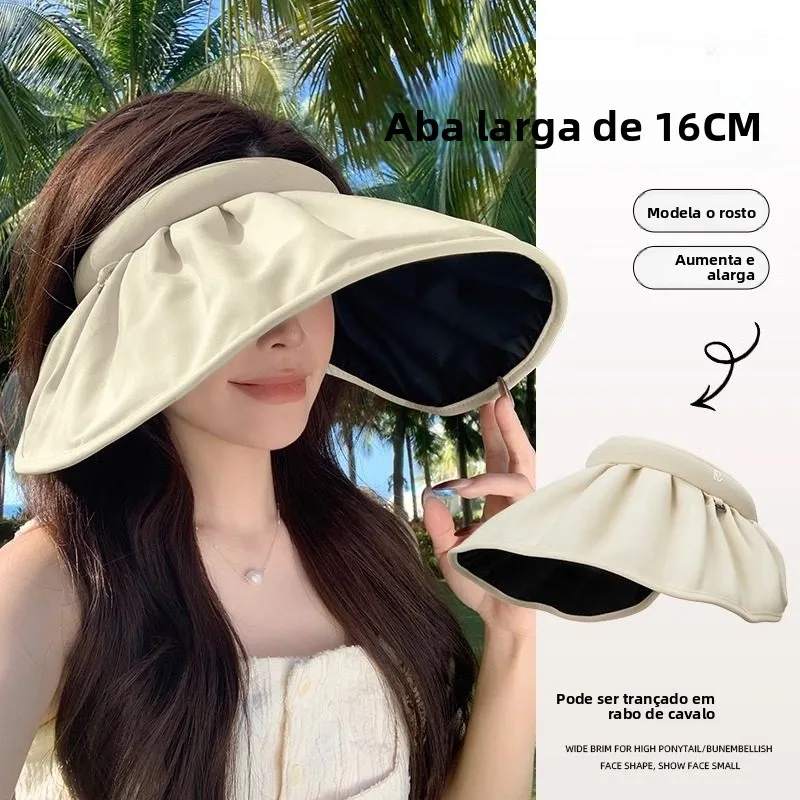 women's-summer-uv-protection-shaped-sun-hat-with-ice-silk-large-brim-empty-top-black-glue-hat-new-2025-model