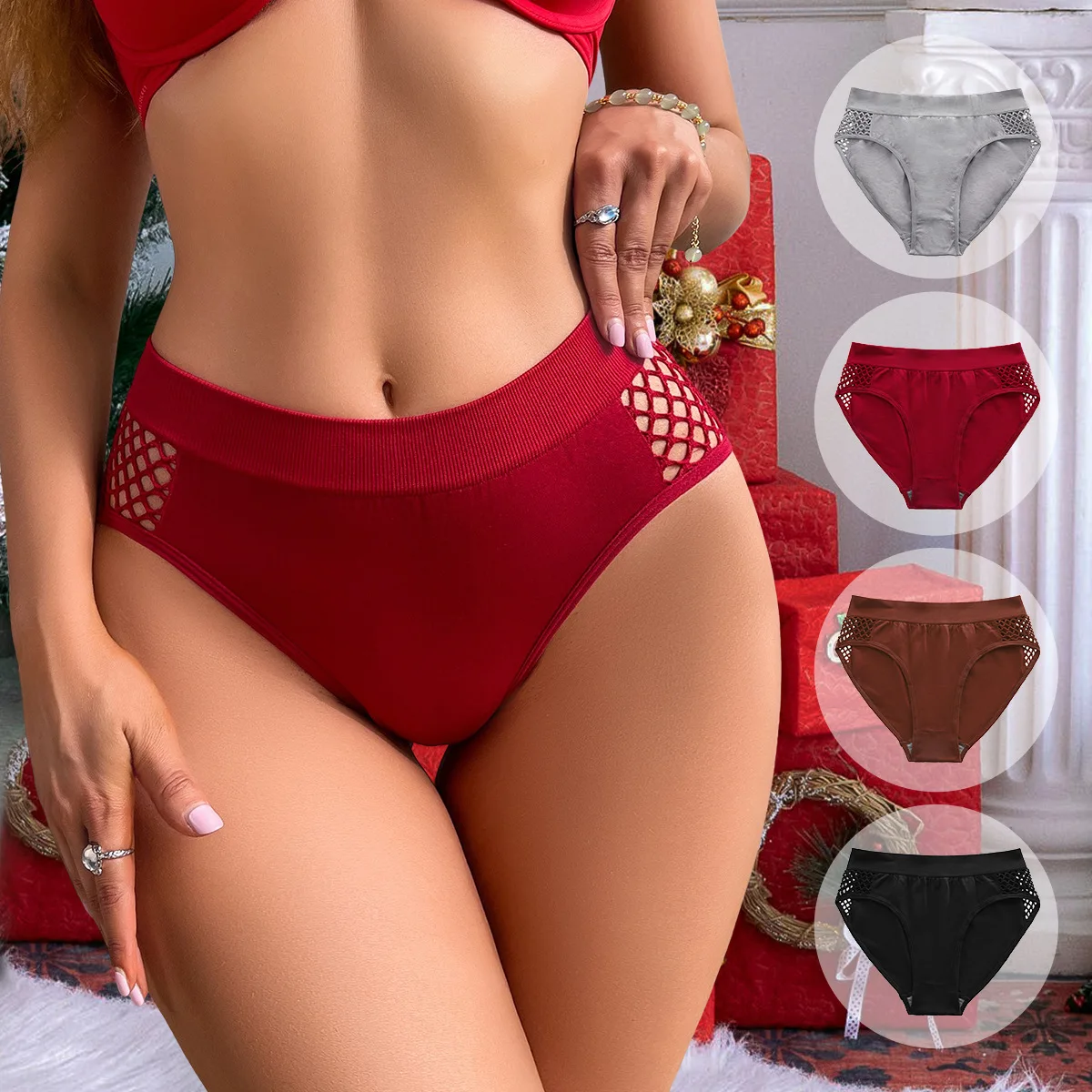 1pcs Women Panties Hollow Out Breathable Comfortable Mid Rise Lady Briefs Solid Seamless Underwear