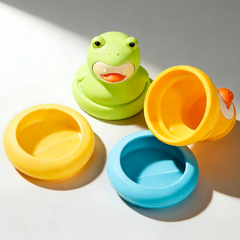 BPA-freie Baby-Silikon-Badespielzeuge Niedliche Entchen- und Froschform Schwimmende Wasserspielzeuge für Säuglinge Kleinkinder Lustige Badezimmer-Spielzeuge Babygeschenke